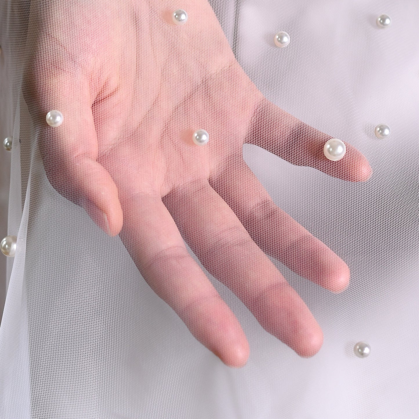 BRIDELLA BMG14 Mid-Length Bridal Cape Church Wedding Gloves Cloak Imitation Pearl Decoration Pin Fixed Covering Arm Dress Accessories