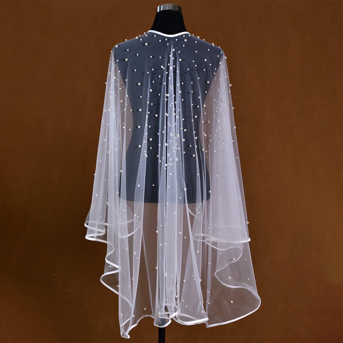 BRIDELLA BMG14 Mid-Length Bridal Cape Church Wedding Gloves Cloak Imitation Pearl Decoration Pin Fixed Covering Arm Dress Accessories