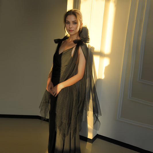 MG59-B black pearl mesh shawl