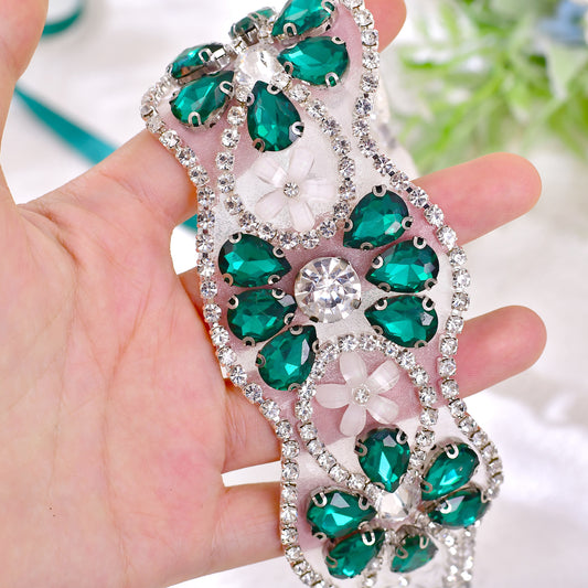 BS240KL ivory rhinestone belt