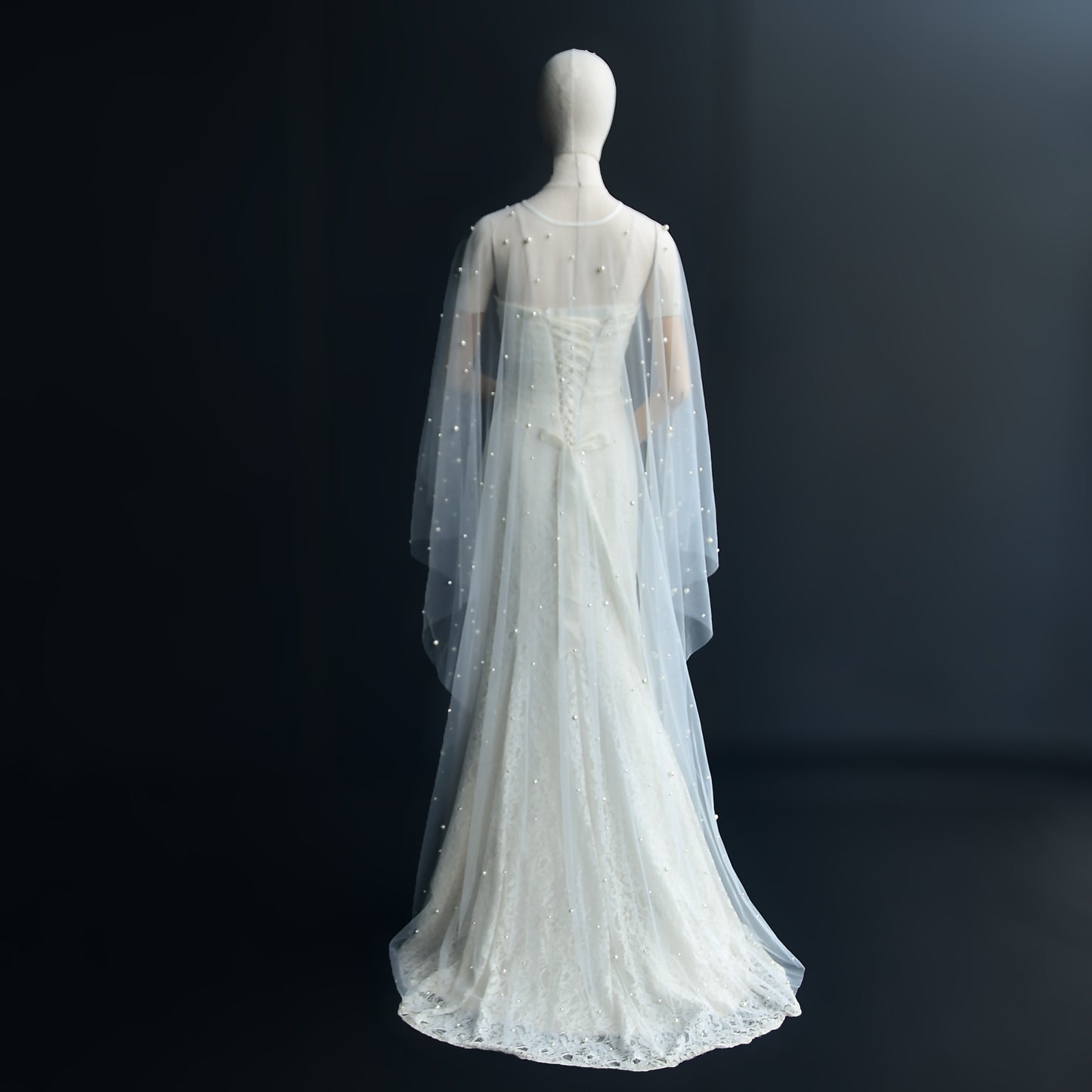 VG50-W white pearl mesh shawl