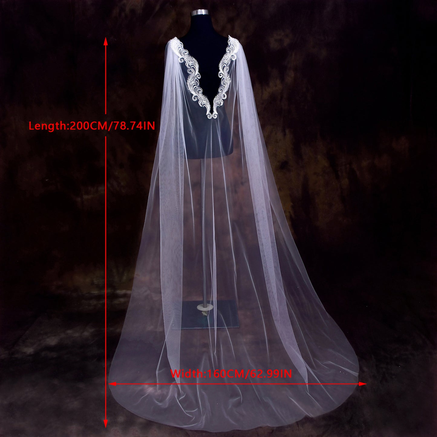 VG85-IY3 white lace mesh shawl