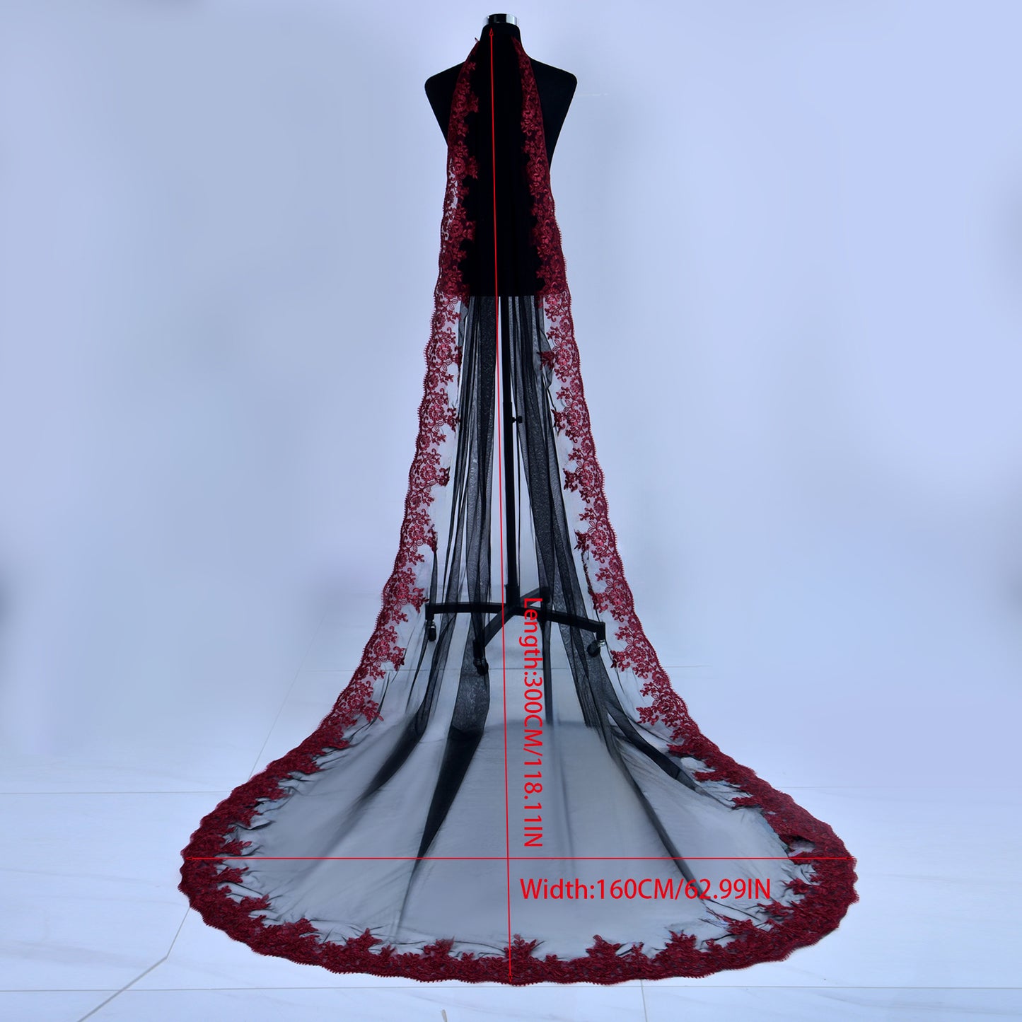 BRIDELLA BM126 Elegant Black Lace Bridal Veil Wedding Dress Accessories