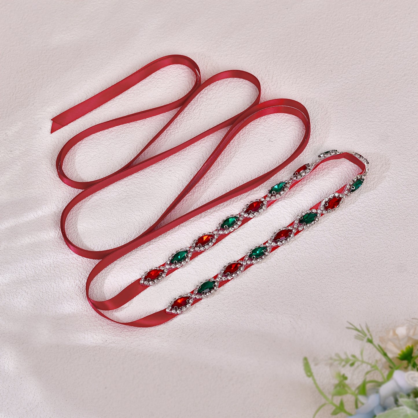 BRIDELLA BS189 New Color Belt Wine Red Christmas Clothing Waist Decoration