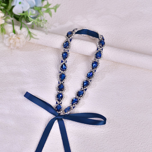 BS190ML-Navy Blue blue rhinestone belt