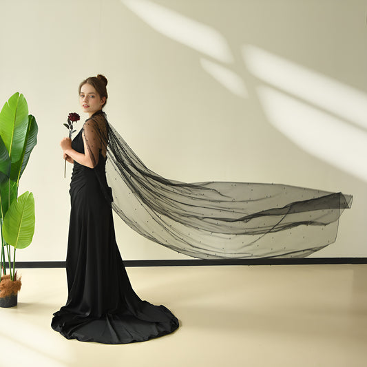 VG17A-B black pearl mesh shawl