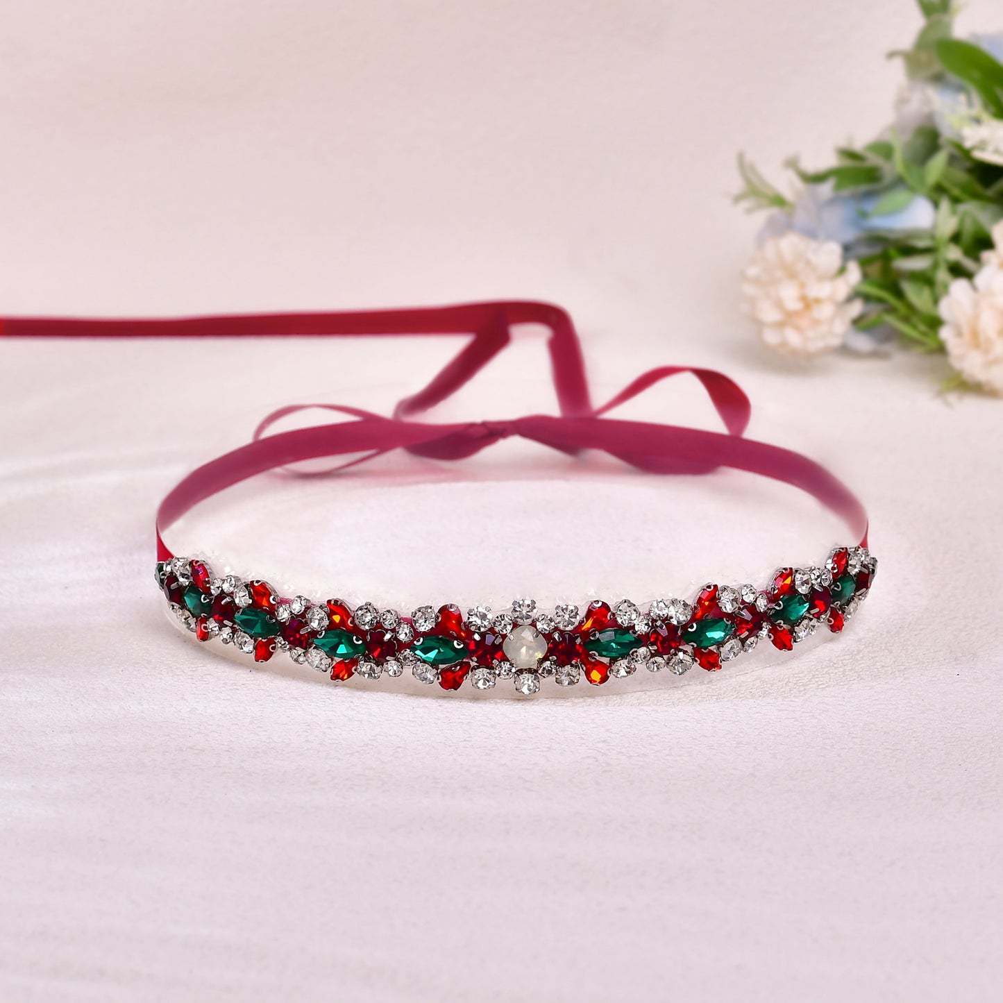 BRIDELLA BS113R Bridal Exclusive Wedding Accessories Red Dress Burgundy Waist Accessories