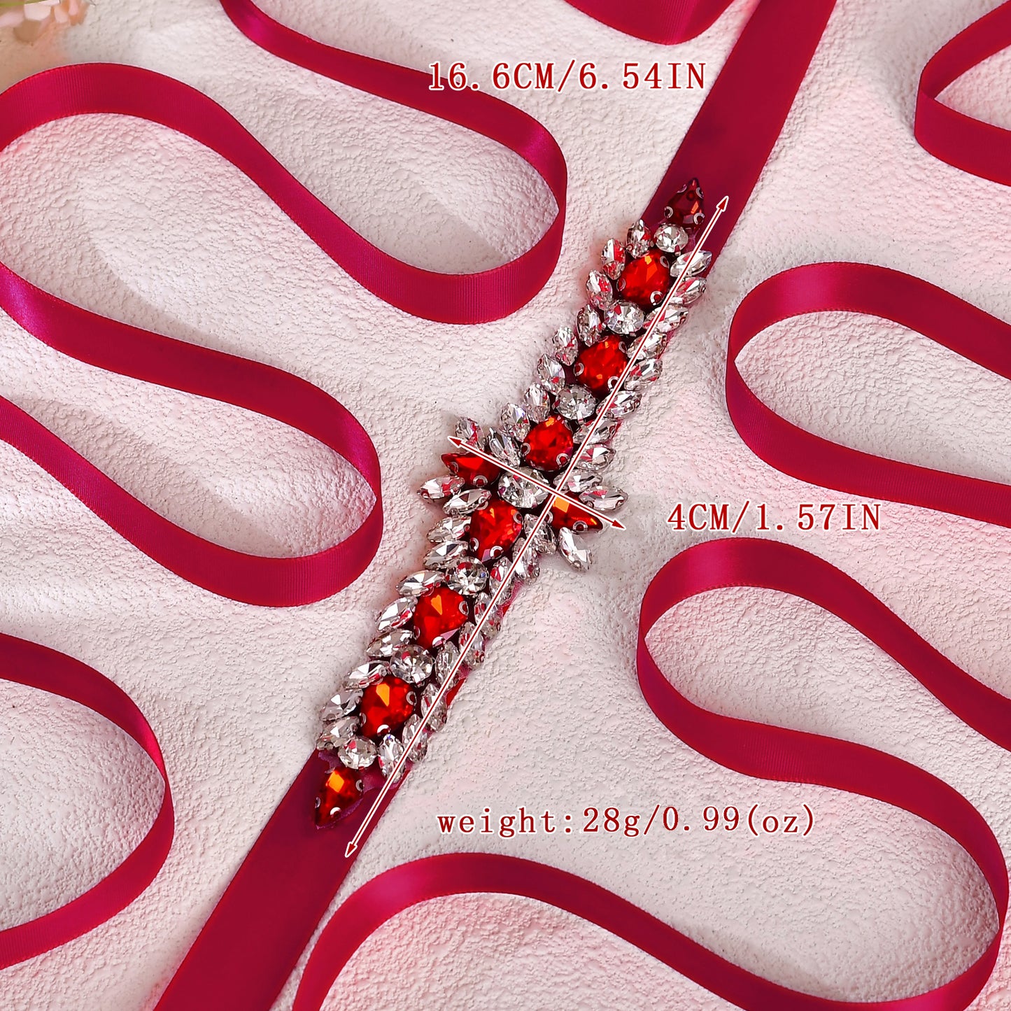 BS191R-Wine Red burgundy rhinestone belt