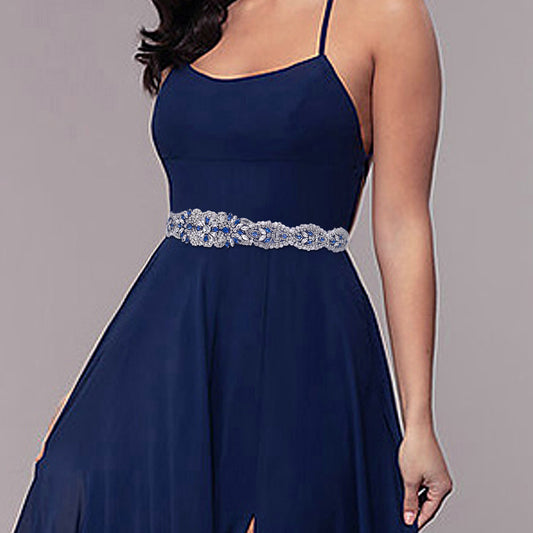 BS119ML ivory rhinestone pearl belt