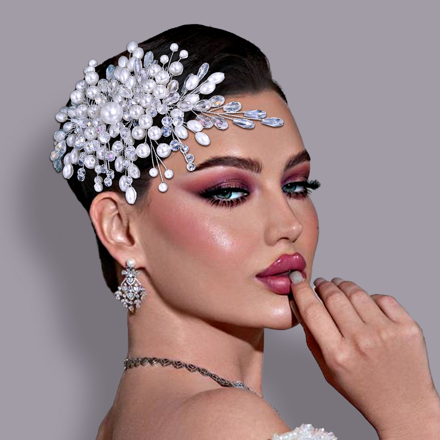 BRIDELLA HP840 Wedding Hair Combs Bridal Crystal Hair Accessories For Women Hair Jewelry Pearl Head Jewelry Women Accessories