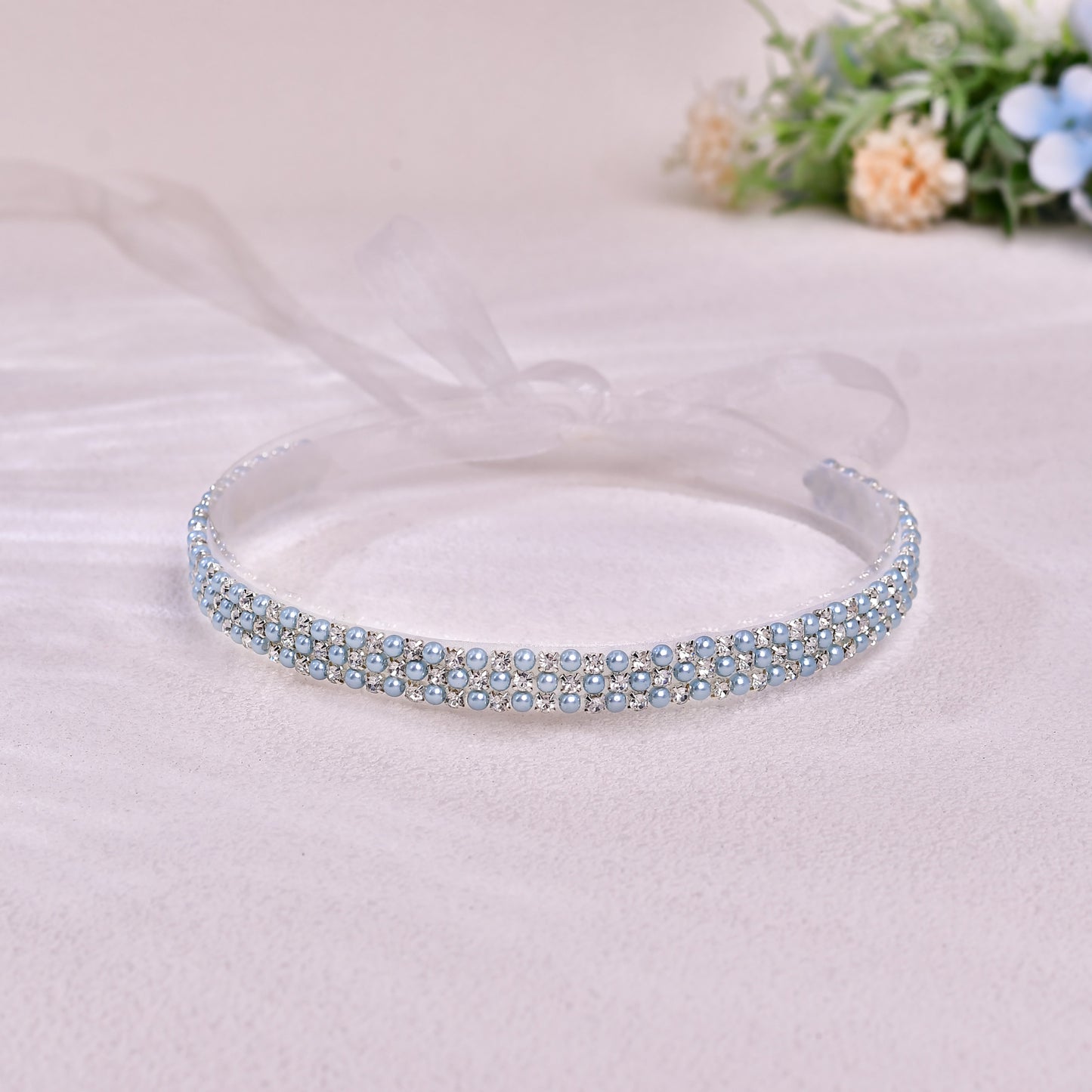 BRIDELLA BS134l Pearl Belt White Organza Waist Rope Princess Gift Waist Accessory Elevates Waist Line Decorates Waist Body