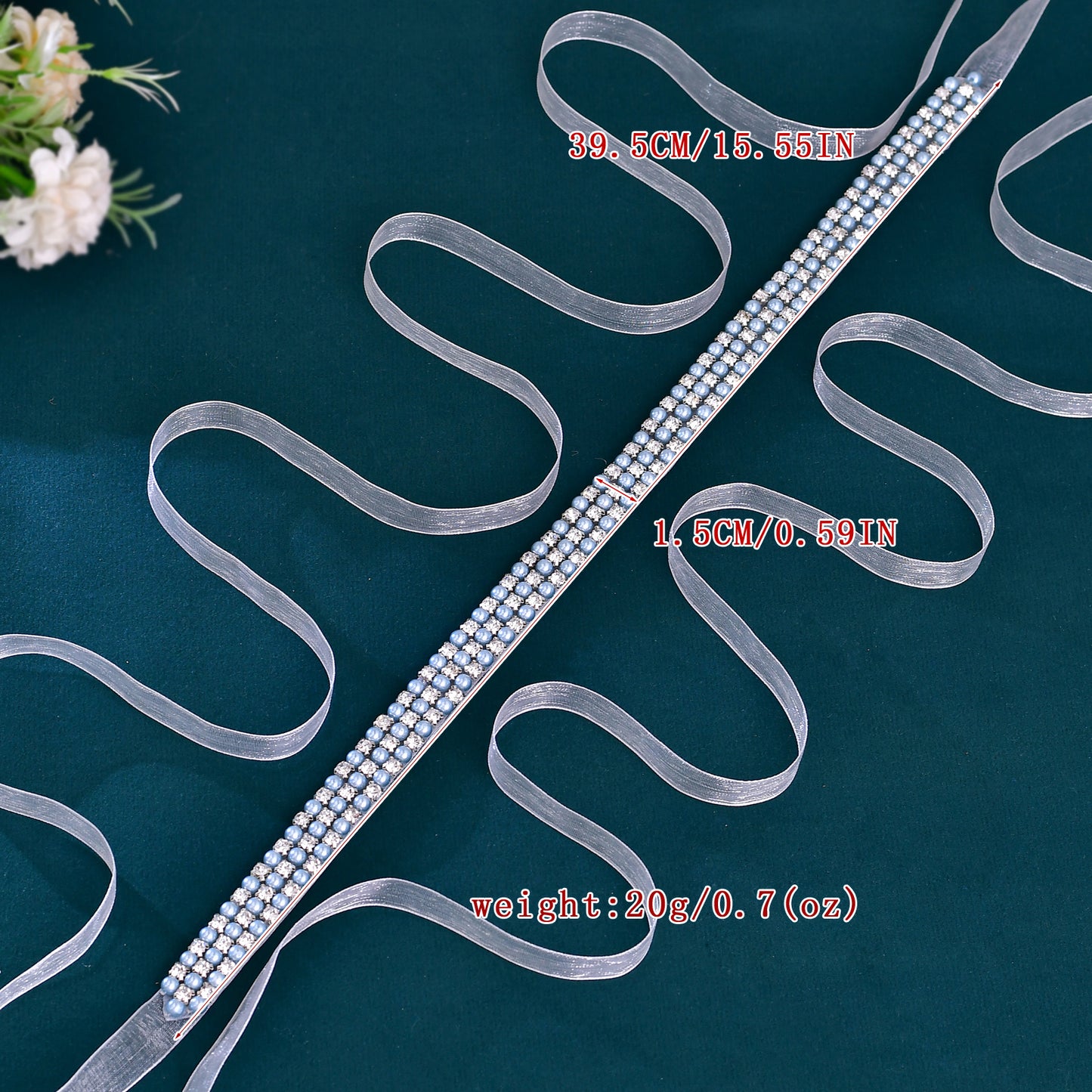 BRIDELLA BS134l Pearl Belt White Organza Waist Rope Princess Gift Waist Accessory Elevates Waist Line Decorates Waist Body