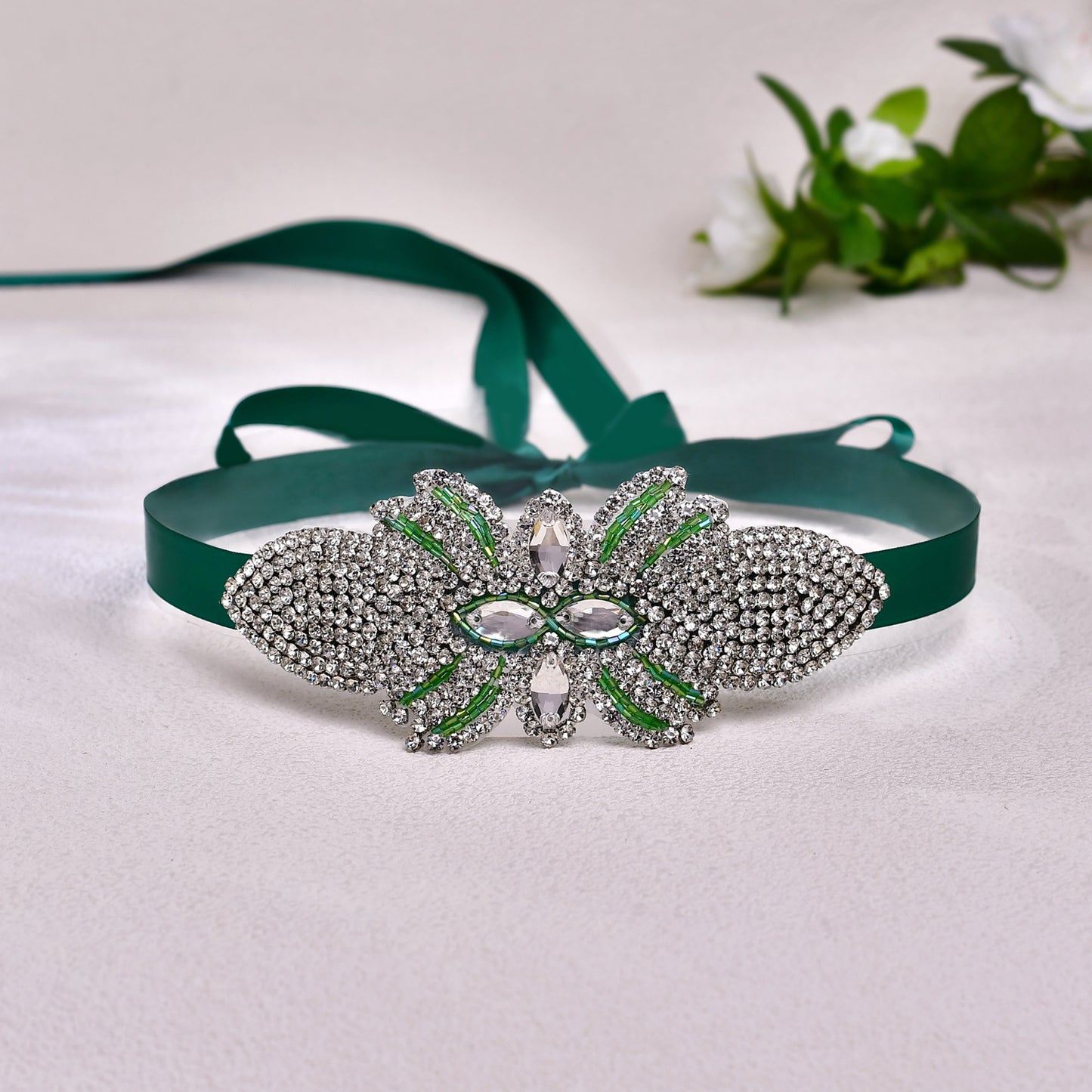 BRIDELLA BS152KL Emerald Dress Belt Wedding Diamond Accessories