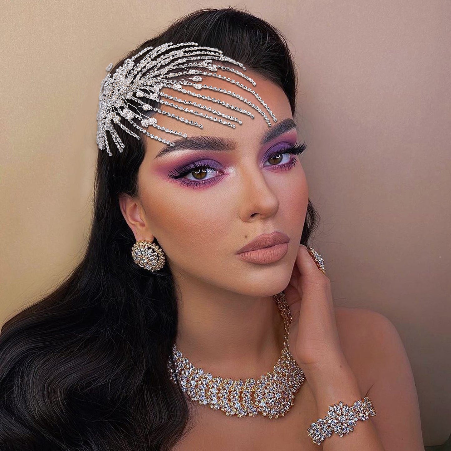 BRIDELLA BHP188 Bridal Headwear Wedding Rhinestone Headpiece Fashion Hair Jewelry Woman Head Piece Crystal Bride Hair Accessories