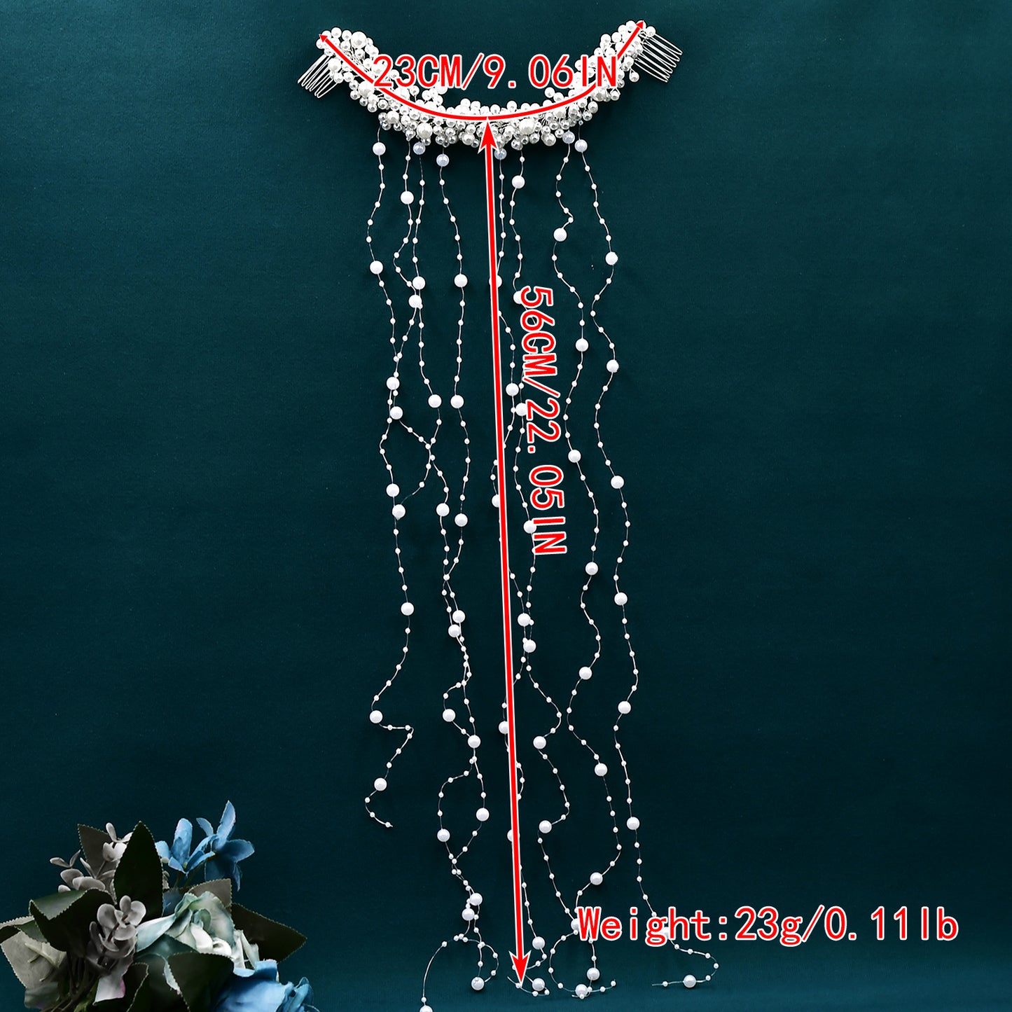 BRIDELLA BHP600 Pearls Tassels Bridal Headband with Combs Wedding Hair Accessories Handmade Woman Girls Headdress for Party