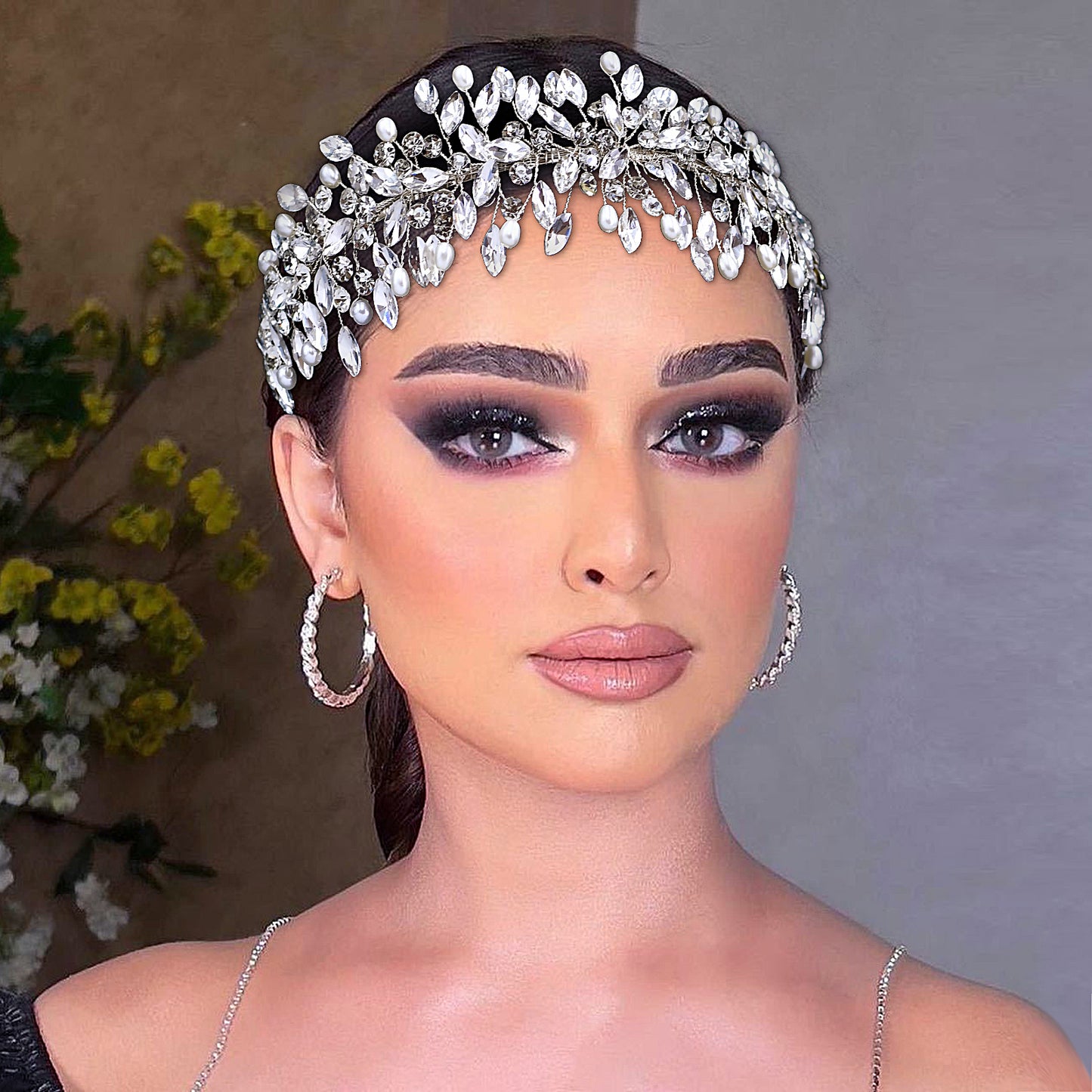 BRIDELLA BHP608 Wedding Rhinestone Pearls Headband Bridal Luxury Headwear Woman Party Hair Accessories Bridesmaid Shiny Hair Hoop