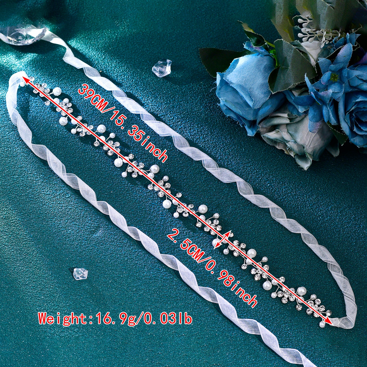 BRIDELLA BHP730 Pearl Band Bridal Headbands Rhinestone Flower Bride Hairband Wedding Hair Accessories Elegant Women Party Tiara