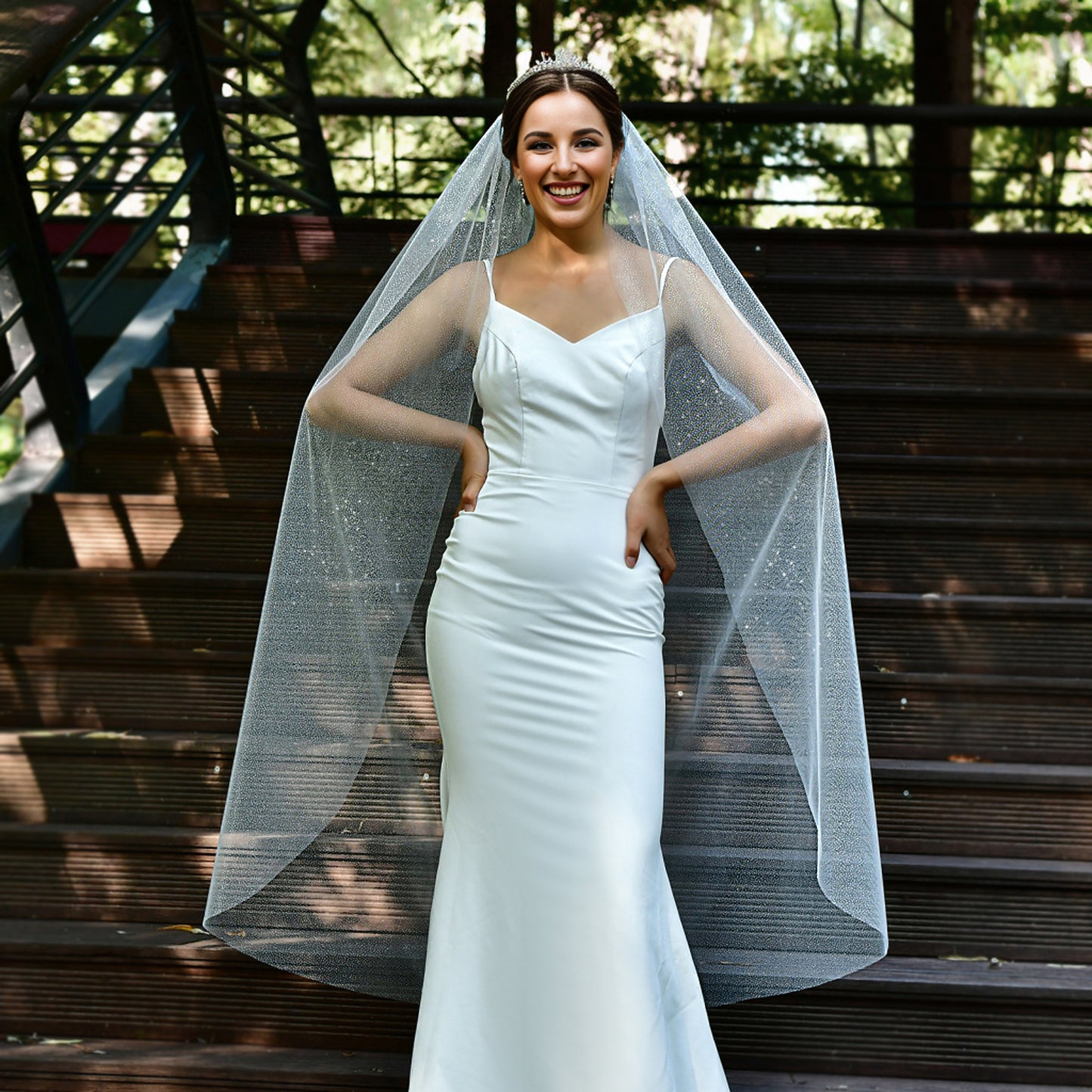BRIDELLA BM94 Elegant Shining Bridal Veil Romantic Starlight Wedding Veil With Comb Wedding Accessories Suitable For Female Bride Wedding Halloween Party