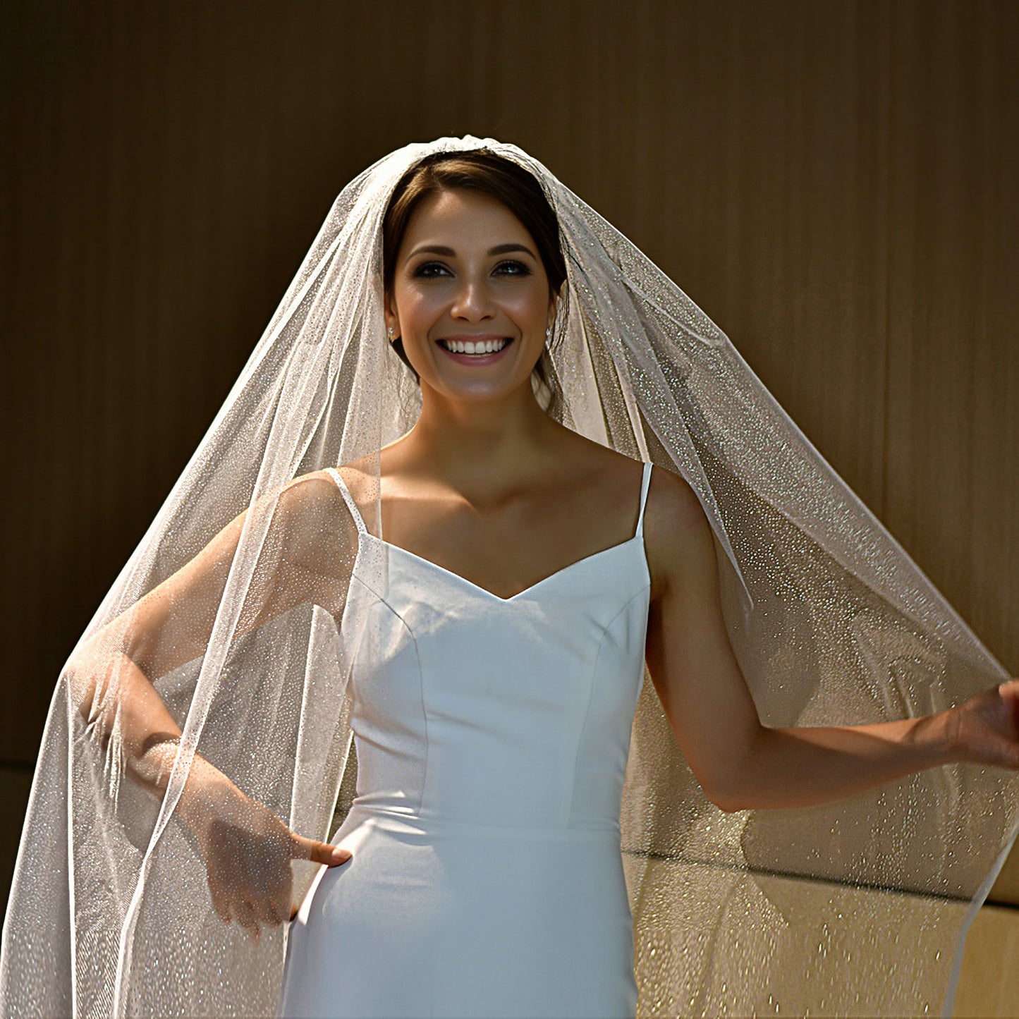 BRIDELLA BM94 Elegant Shining Bridal Veil Romantic Starlight Wedding Veil With Comb Wedding Accessories Suitable For Female Bride Wedding Halloween Party