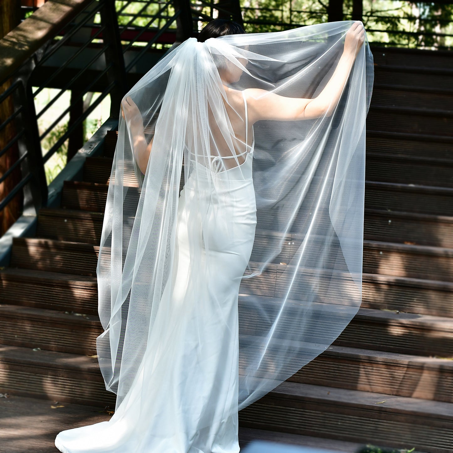 BRIDELLA BM92 Cathedral Length Wedding Bridal Veil Elegant Long Plain Wedding Veil With Comb