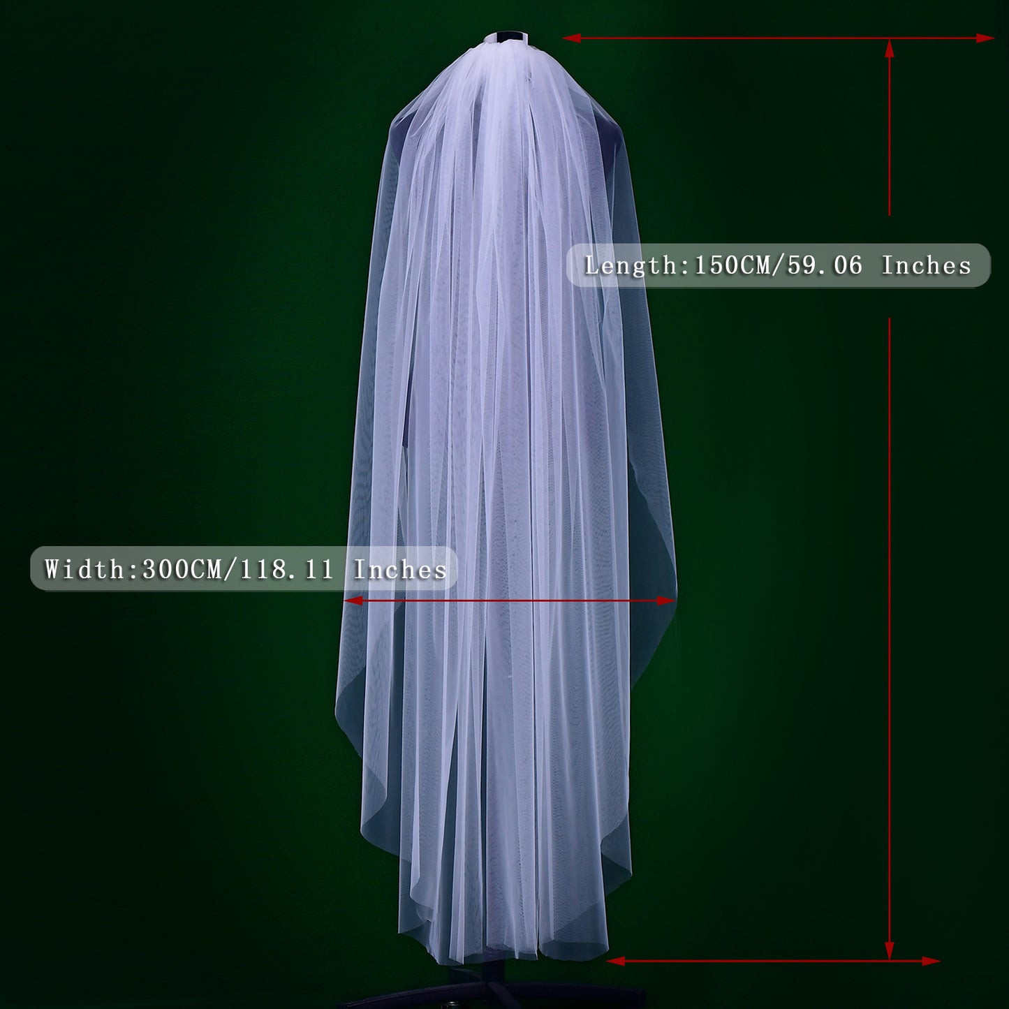 BRIDELLA BM92 Cathedral Length Wedding Bridal Veil Elegant Long Plain Wedding Veil With Comb