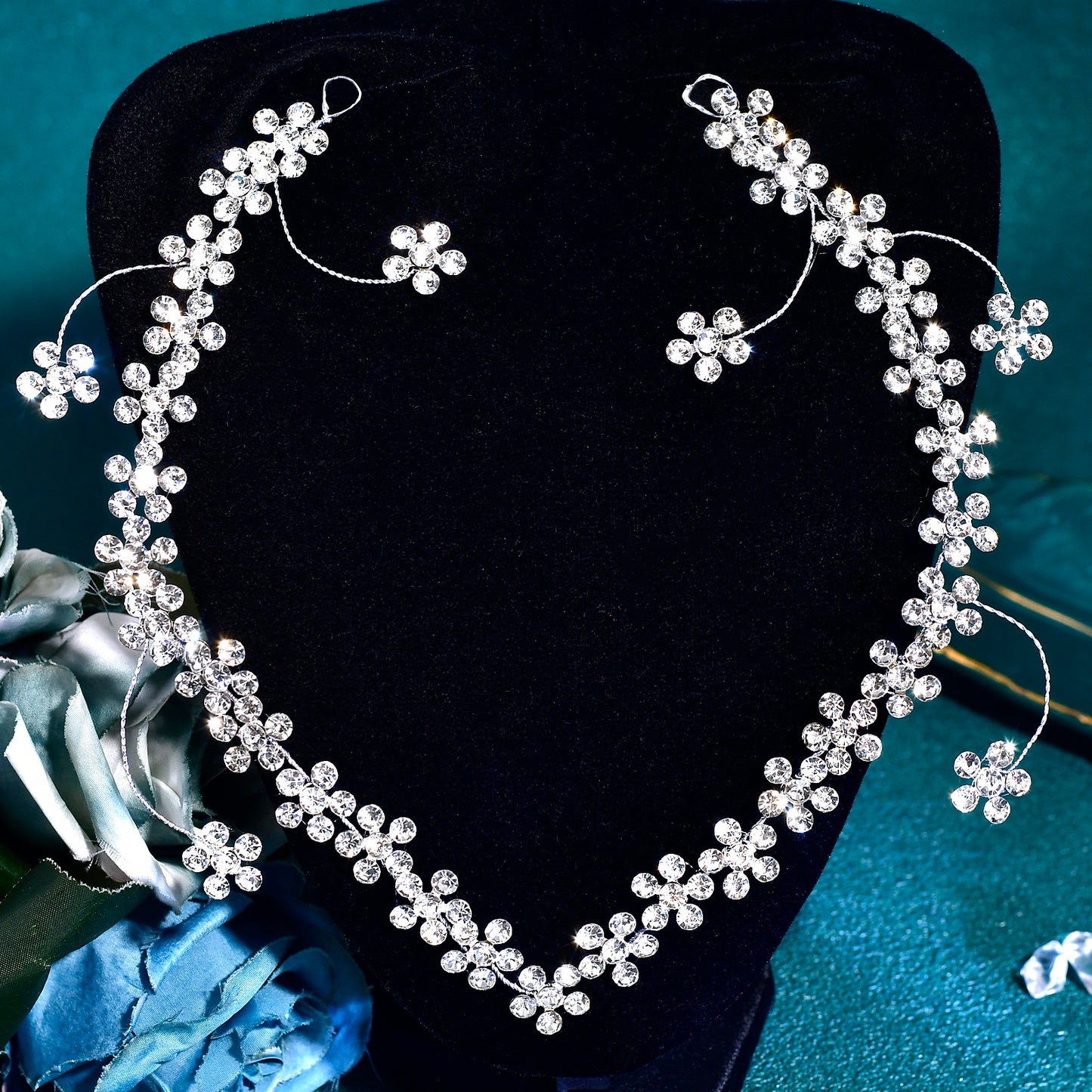 BRIDELLA BHP823 Rhinestone Flower Forehead Bridal Headband Bohemian Bride Headpiece Woman Wedding Headpieces Hair Accessories