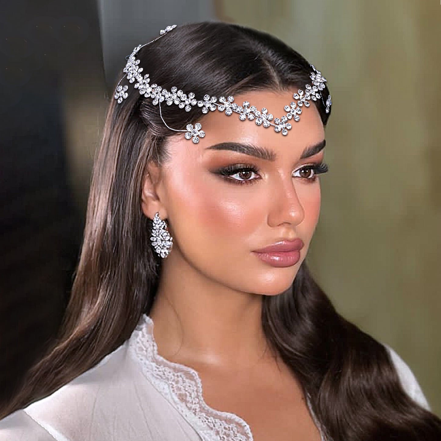 BRIDELLA BHP823 Rhinestone Flower Forehead Bridal Headband Bohemian Bride Headpiece Woman Wedding Headpieces Hair Accessories