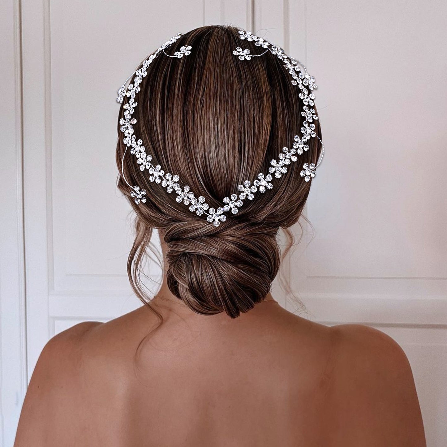 BRIDELLA BHP823 Rhinestone Flower Forehead Bridal Headband Bohemian Bride Headpiece Woman Wedding Headpieces Hair Accessories
