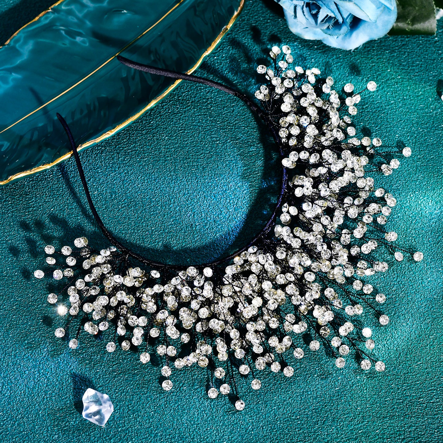 BRIDELLA BHP846 Handmade Rhinestone Bridal Crown Hairpiece Luxury Boho Wedding Hair Jewelry for Bride Party Headband Accessories