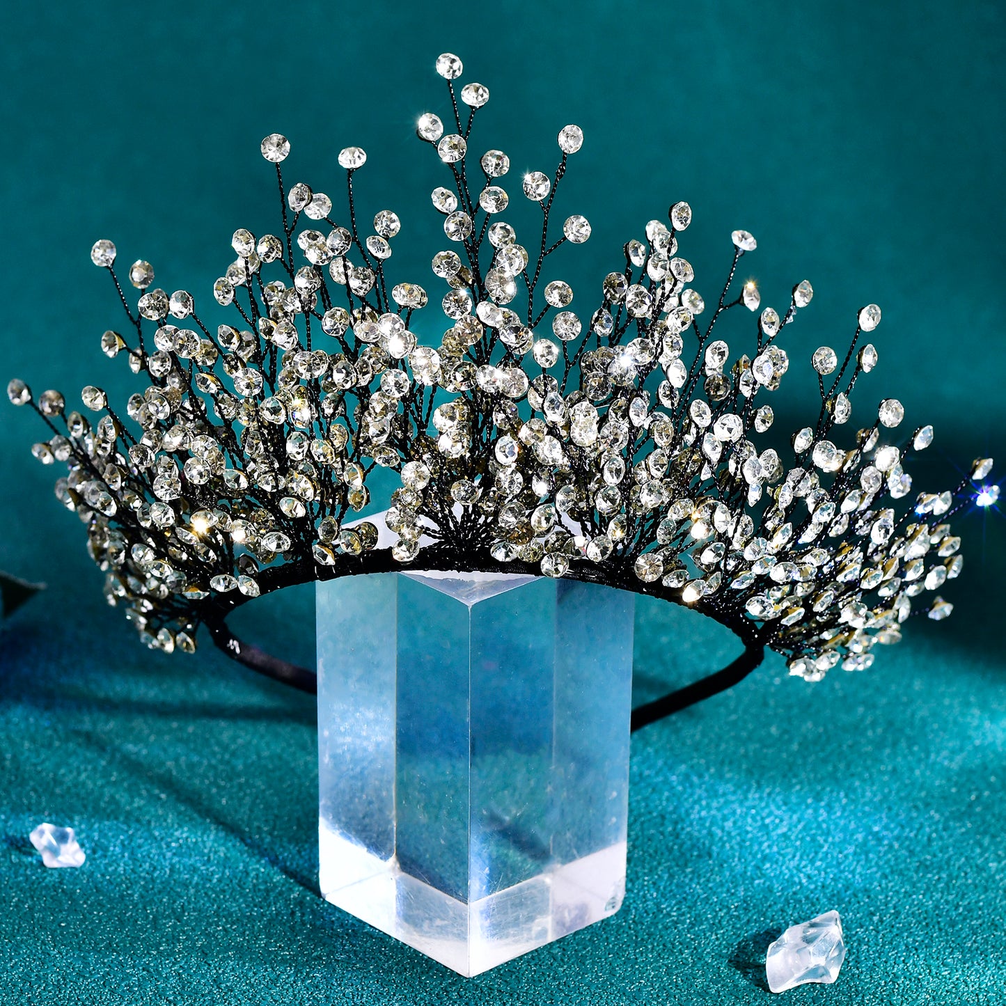 BRIDELLA BHP846 Handmade Rhinestone Bridal Crown Hairpiece Luxury Boho Wedding Hair Jewelry for Bride Party Headband Accessories