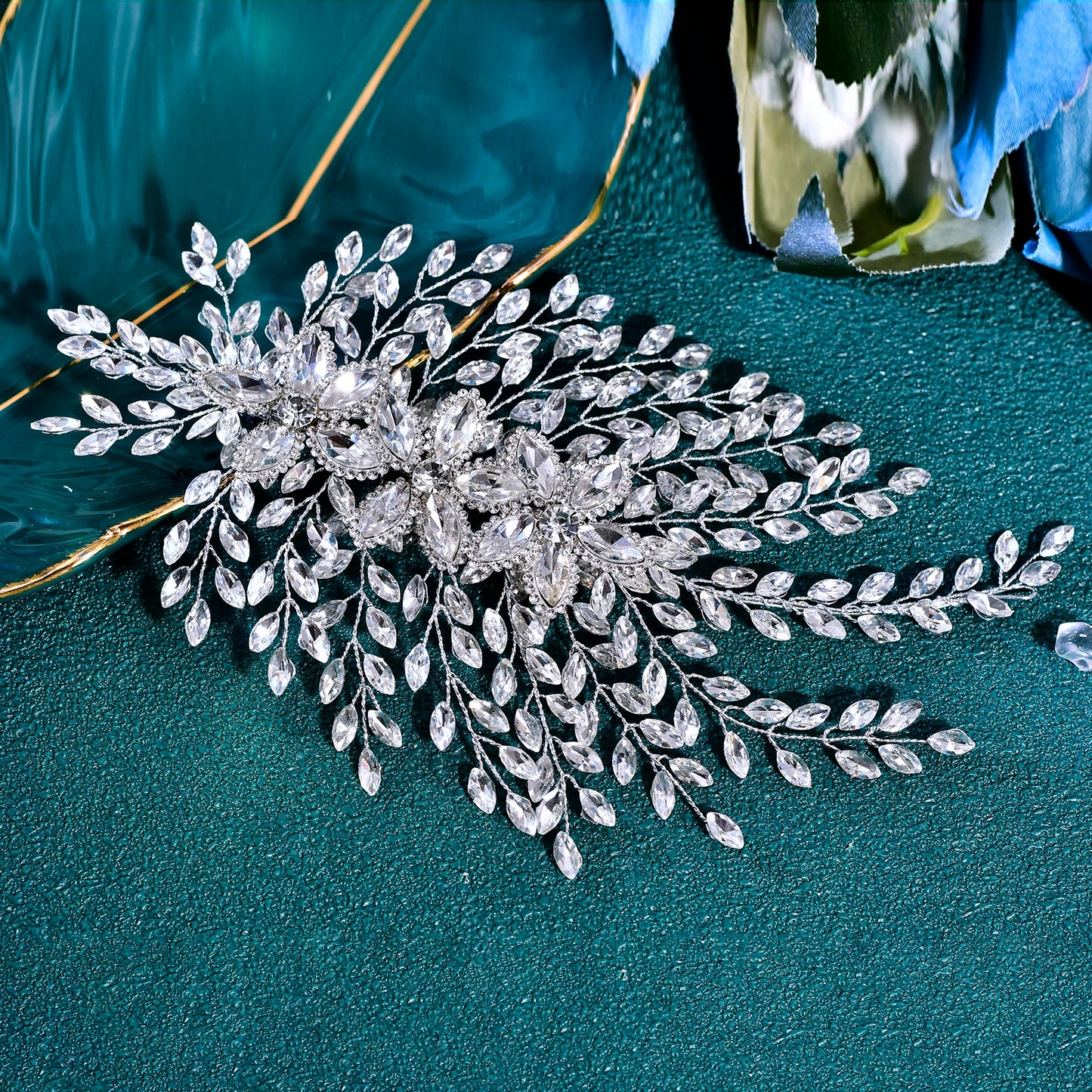 BRIDELLA BHP852 Wedding Shiny Hair Accessories Trendy Rhinestone Bride Headband Party Headpiece Ladies Handmade Holiday Gifts