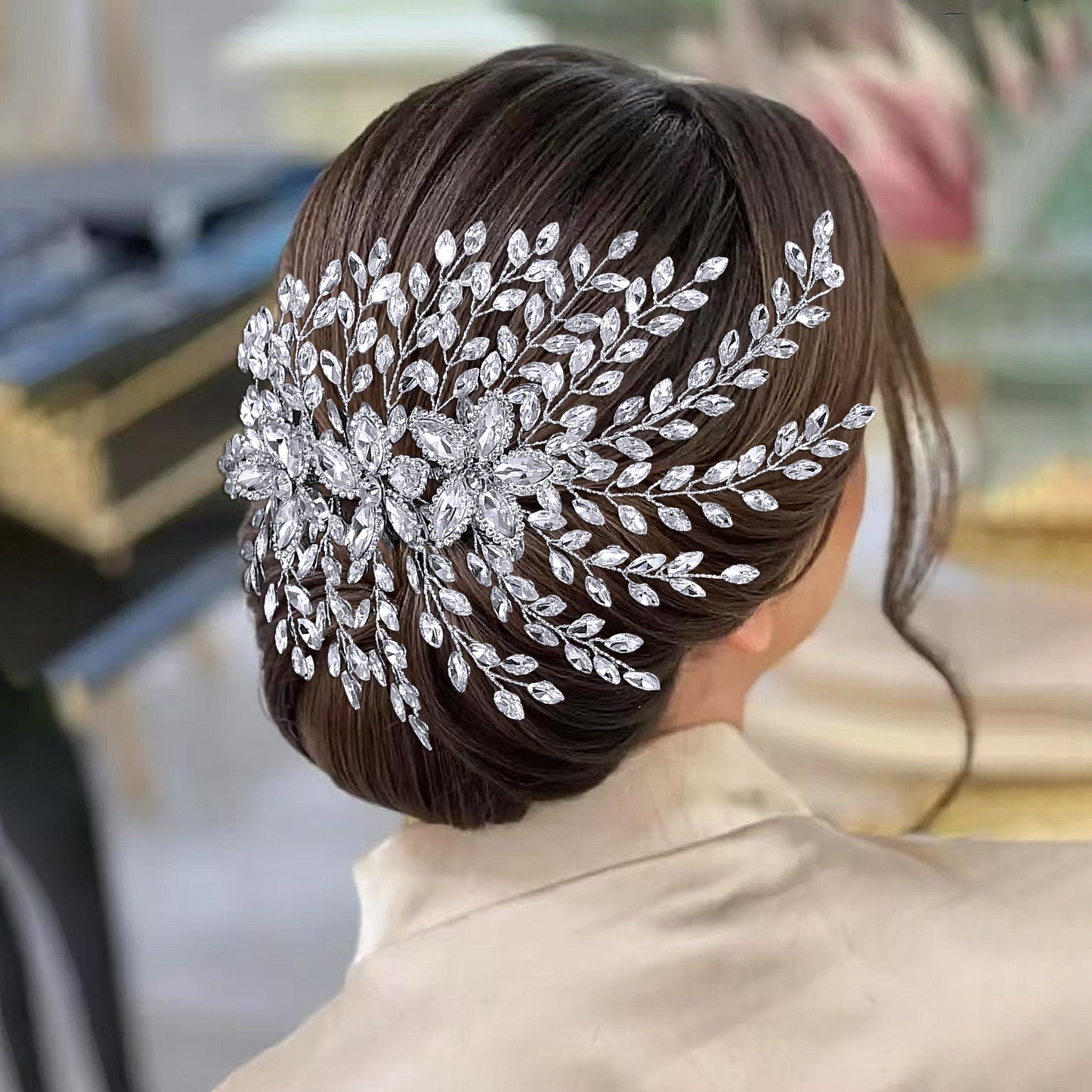 BRIDELLA BHP852 Wedding Shiny Hair Accessories Trendy Rhinestone Bride Headband Party Headpiece Ladies Handmade Holiday Gifts