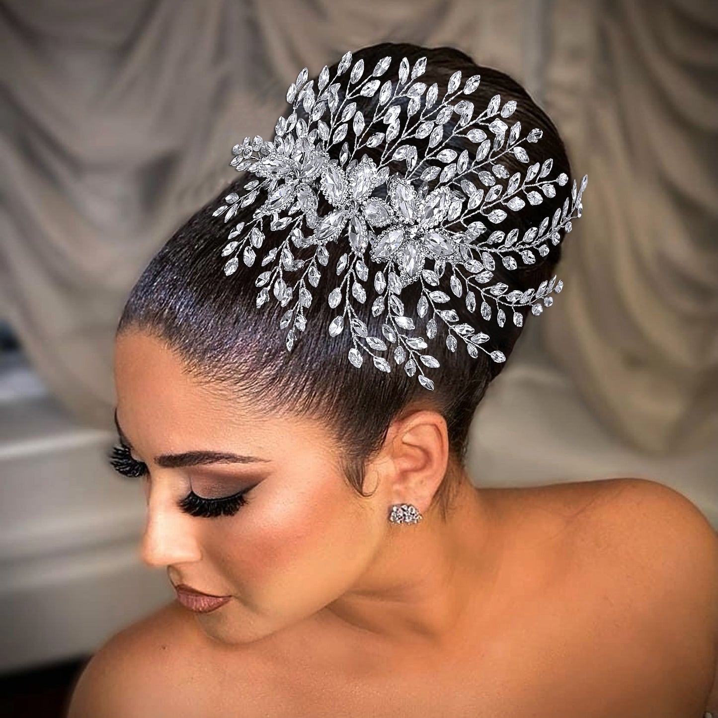 BRIDELLA BHP852 Wedding Shiny Hair Accessories Trendy Rhinestone Bride Headband Party Headpiece Ladies Handmade Holiday Gifts