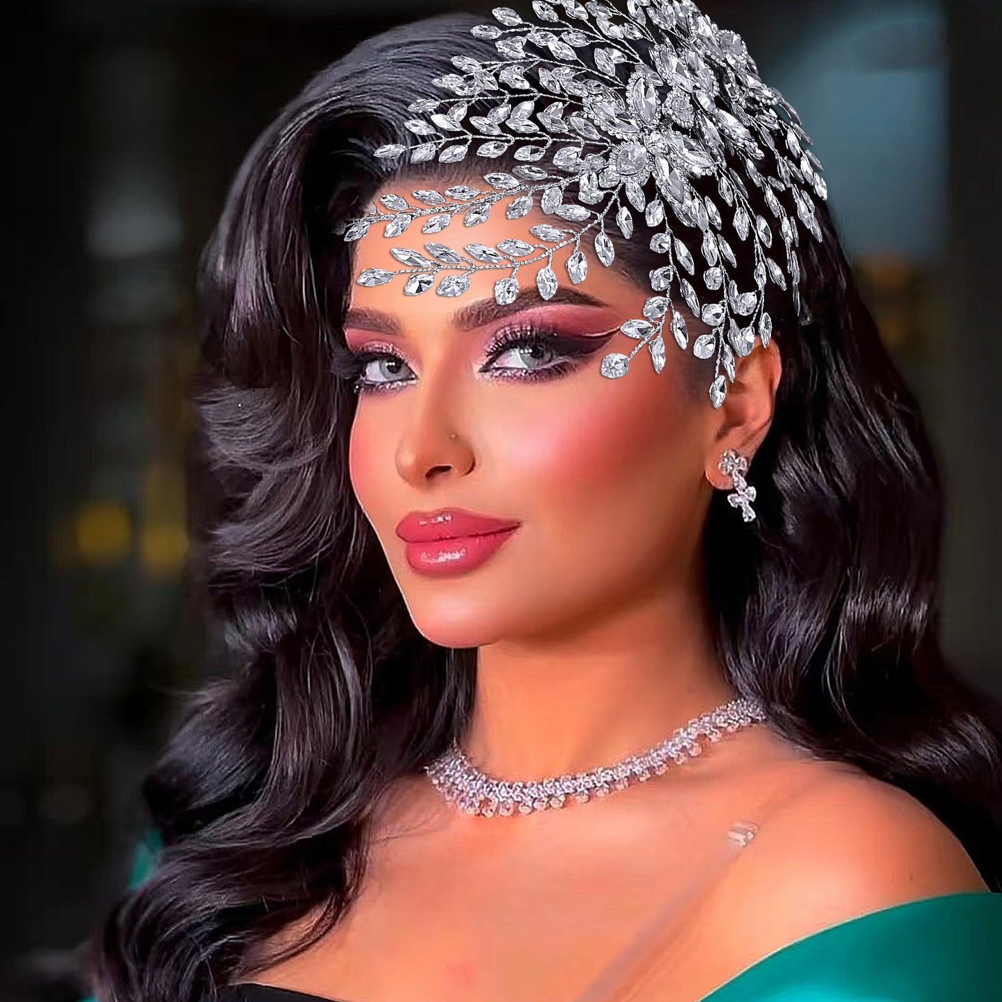 BRIDELLA BHP852 Wedding Shiny Hair Accessories Trendy Rhinestone Bride Headband Party Headpiece Ladies Handmade Holiday Gifts
