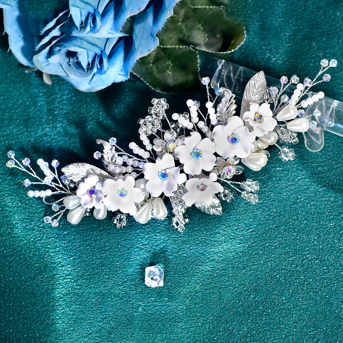 BRIDELLA BHP856 Foam Flowers Bridal Hair Comb Wedding Hair Accessories Banquet Party Headwear Bridesmaid Bride Headdress