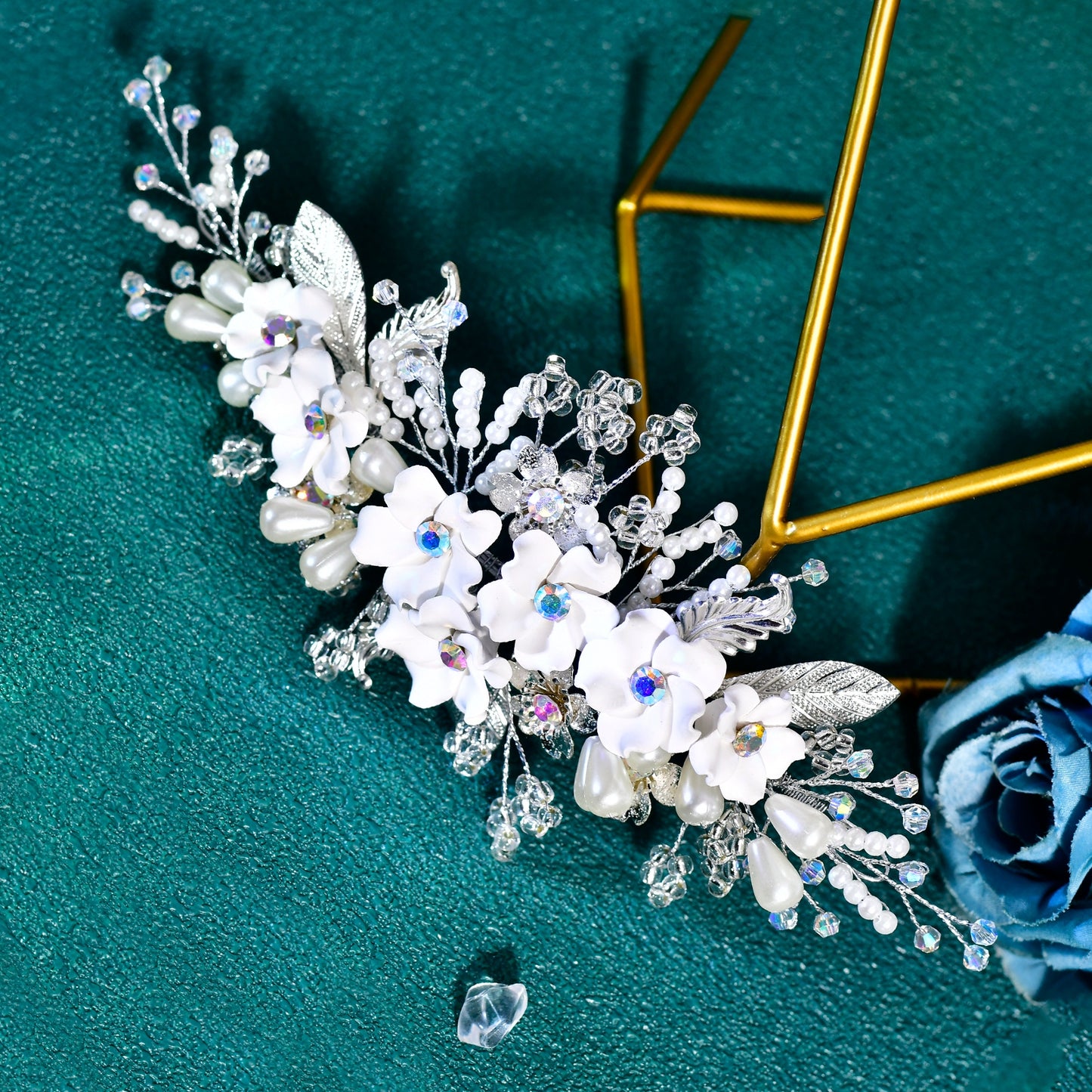 BRIDELLA BHP856 Foam Flowers Bridal Hair Comb Wedding Hair Accessories Banquet Party Headwear Bridesmaid Bride Headdress