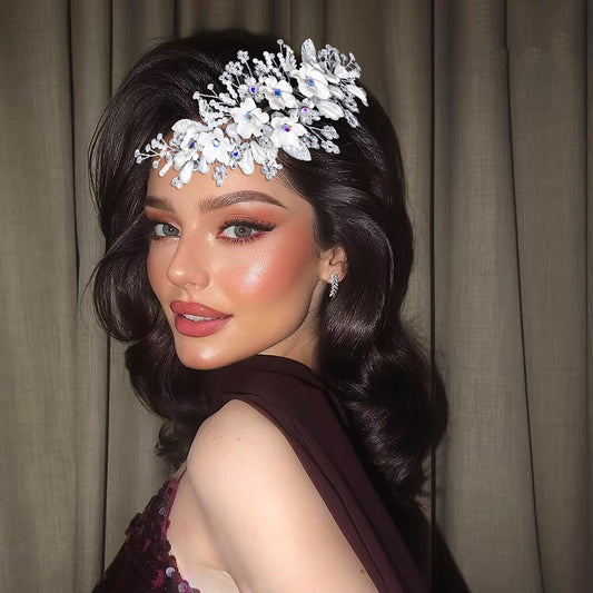 BHP856-S silver rhinestone pearl hair comb