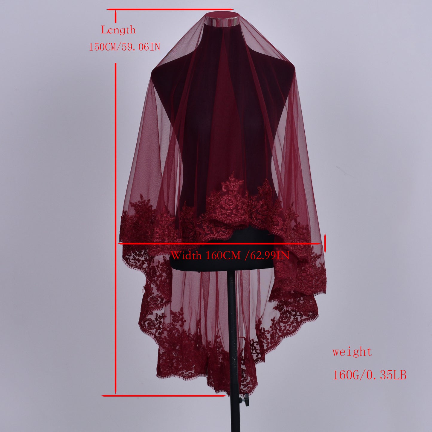 BRIDELLA BM115 Red Wedding Veil For Brides 1 Tier Solf Tulle Lace Edge Blusher Veil Without Comb Accessoires Mariage Cosas Para Boda