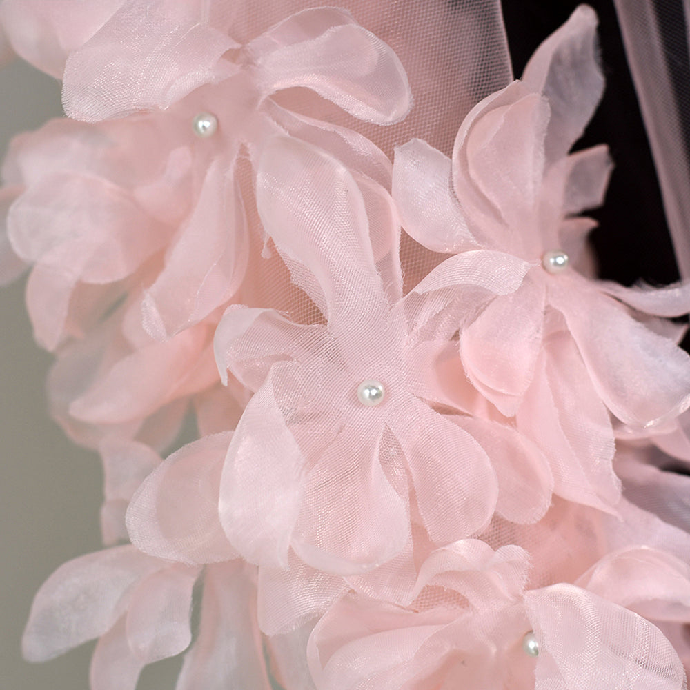 BRIDELLA BMG20 Flowers Edge Wedding Shawl White Tulle Dress Bolero Sleeveless Jacket Bridal Cloak Wedding Accessories