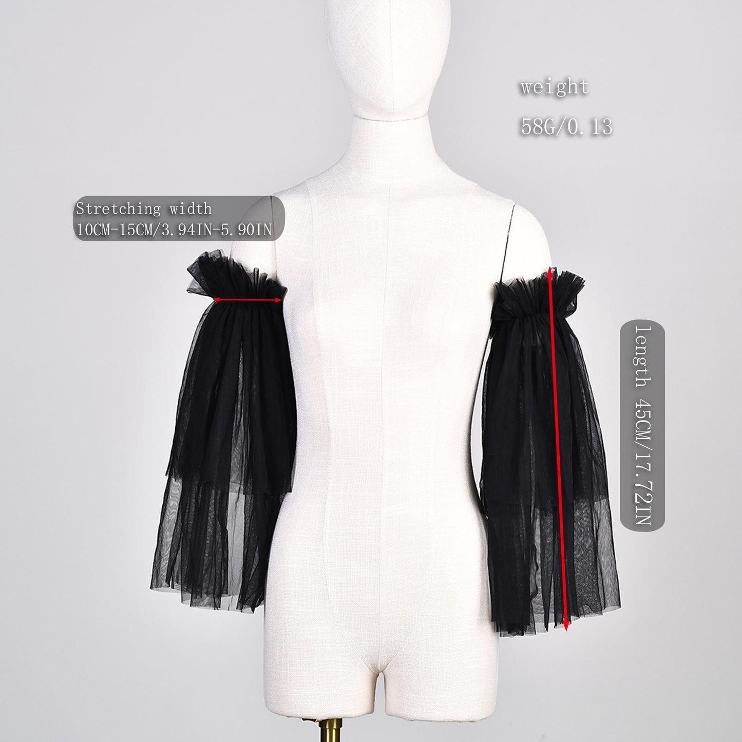 BRIDELLA BMM20 Black Bridal Sleeves Double Tulle Wedding Gloves Short Wedding Accessories Women's Arm Decorations