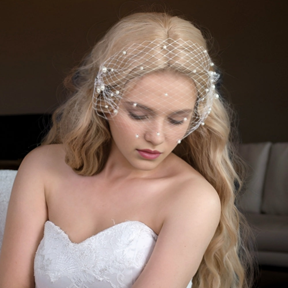 BRIDELLA BVA05 Vintage Bridal Cage Fishnet Veil with Two Combs Prom Party Hair Accessories