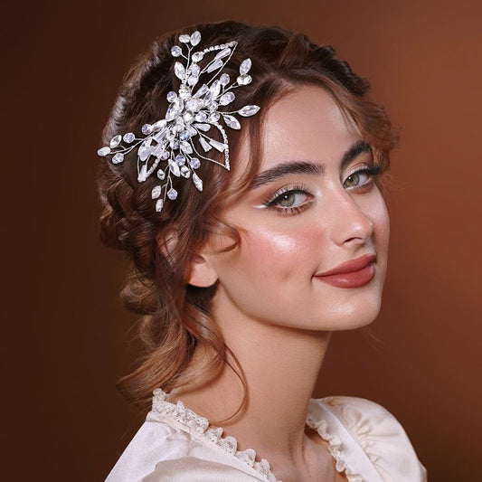 BHP831-S silver rhinestone crystal hair comb