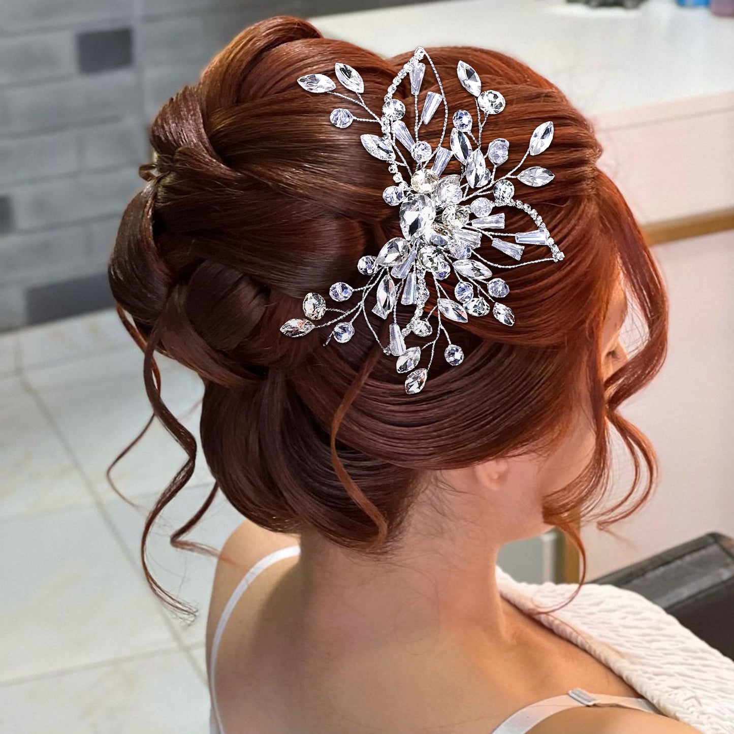BRIDELLA BHP831 Silver Color Hair Comb Rhinestone Bride Head Clips Crystal Wedding Headpieces Hair Accessories Women Headwear