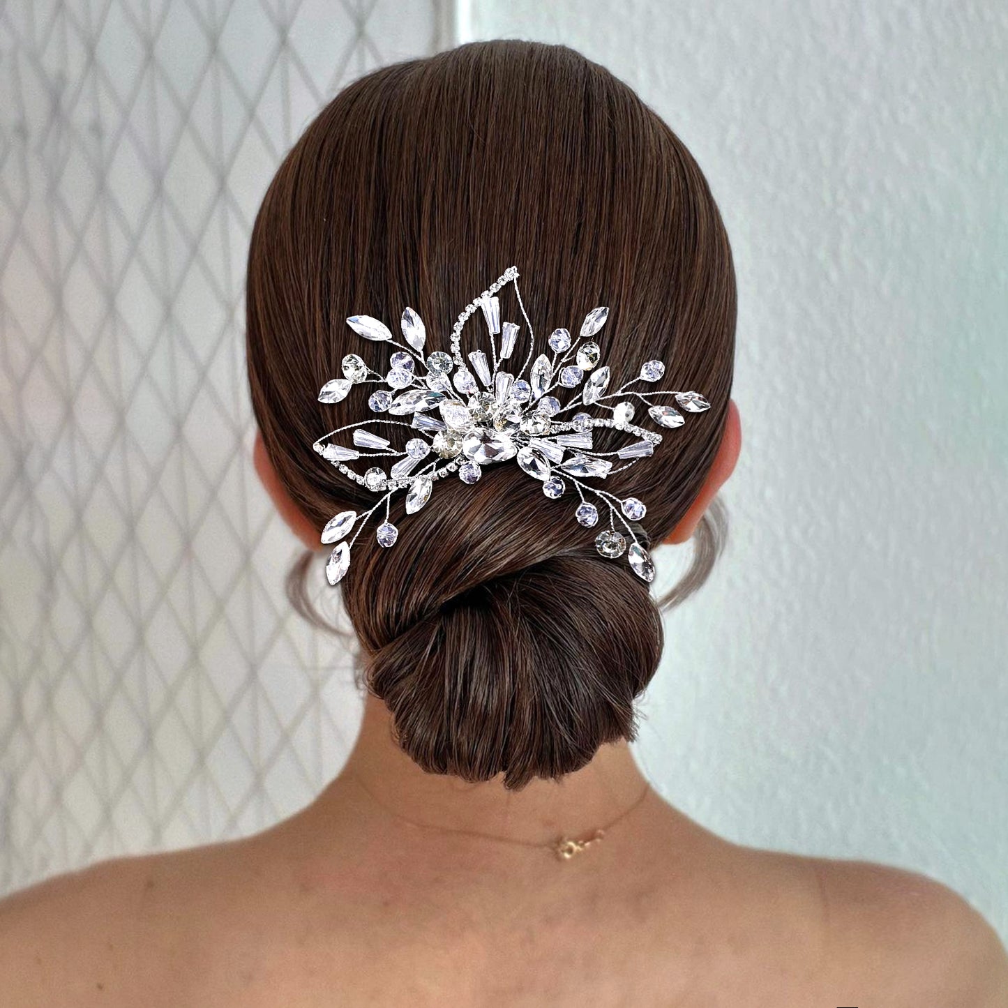 BRIDELLA BHP831 Silver Color Hair Comb Rhinestone Bride Head Clips Crystal Wedding Headpieces Hair Accessories Women Headwear