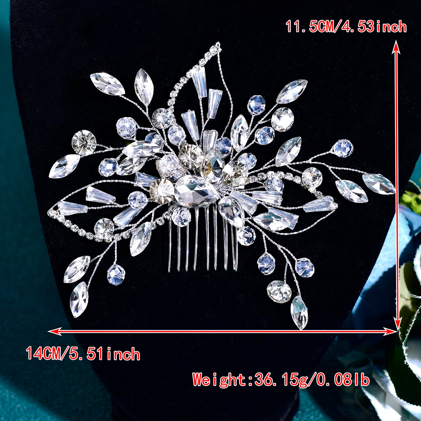 BRIDELLA BHP831 Silver Color Hair Comb Rhinestone Bride Head Clips Crystal Wedding Headpieces Hair Accessories Women Headwear