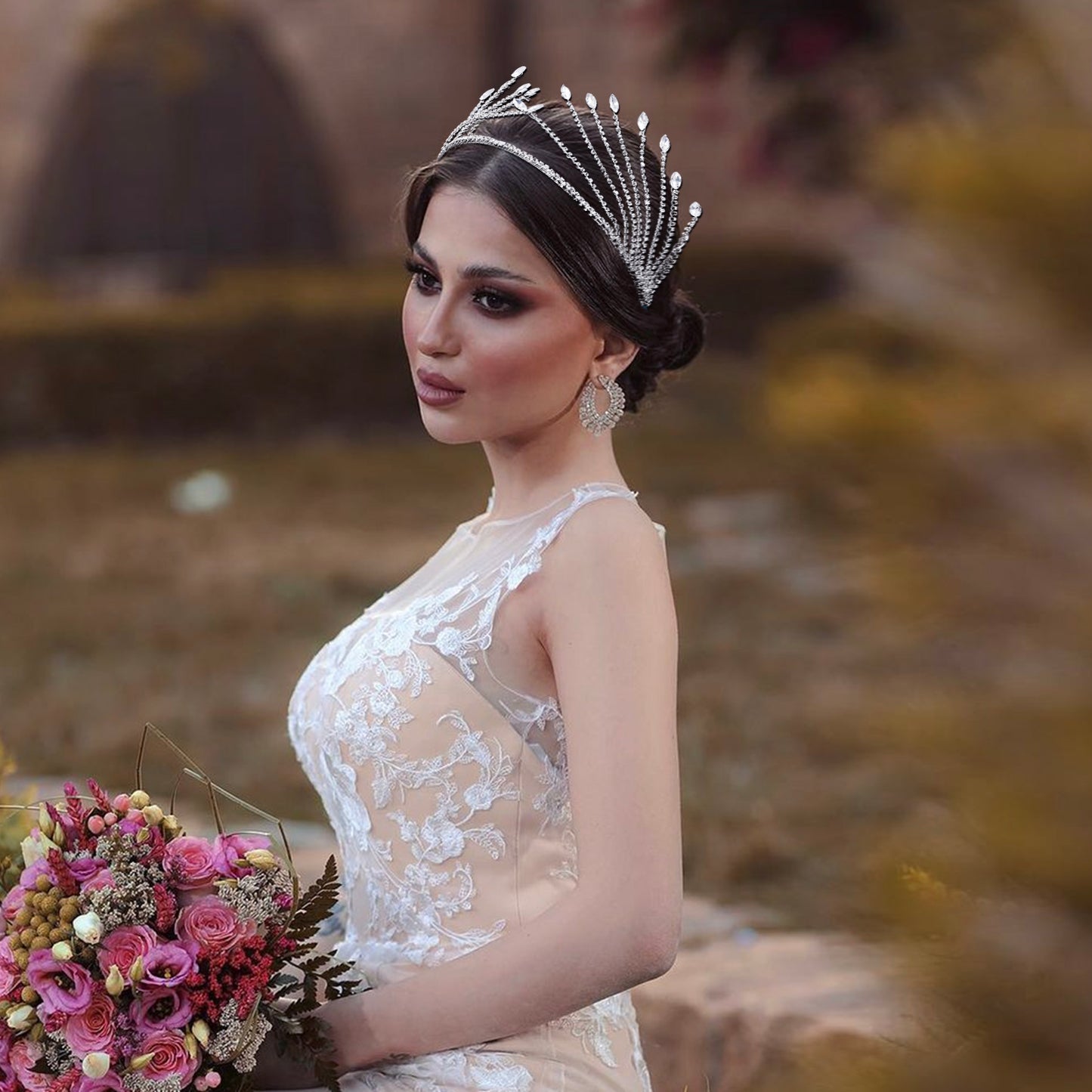 BRIDELLA BHP640 Crown Hair Hoop Rhinestone Shiny Wedding Headband Hair Accessorie Headdress For Elegant Woman Party