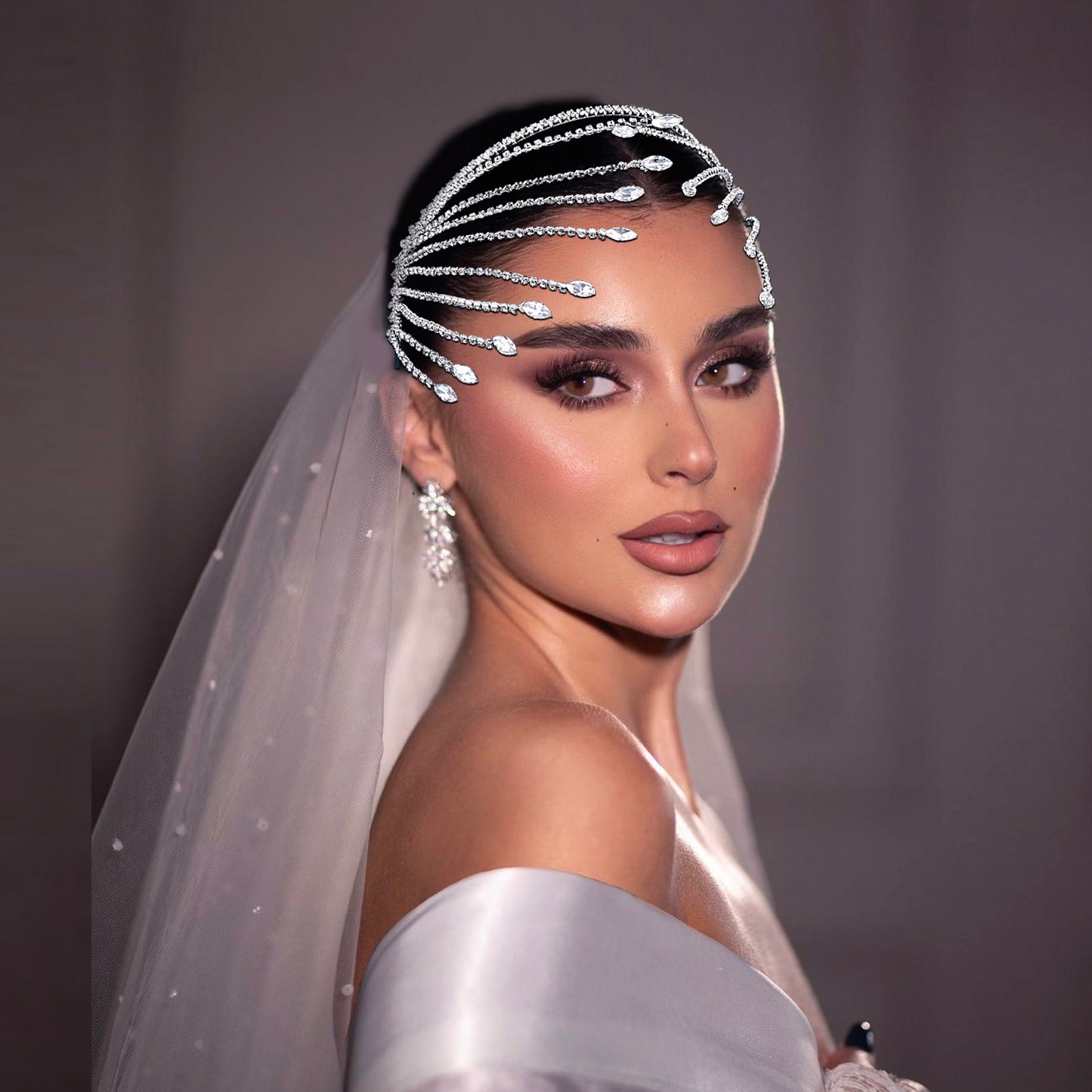 BRIDELLA BHP640 Crown Hair Hoop Rhinestone Shiny Wedding Headband Hair Accessorie Headdress For Elegant Woman Party