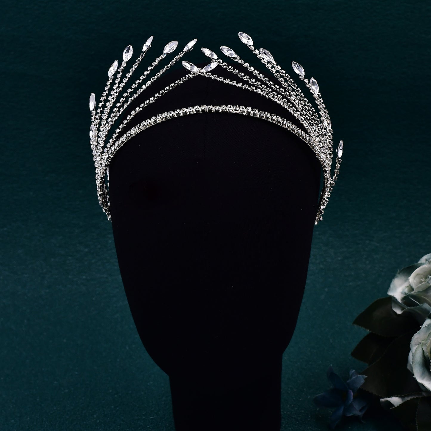 BRIDELLA BHP640 Crown Hair Hoop Rhinestone Shiny Wedding Headband Hair Accessorie Headdress For Elegant Woman Party