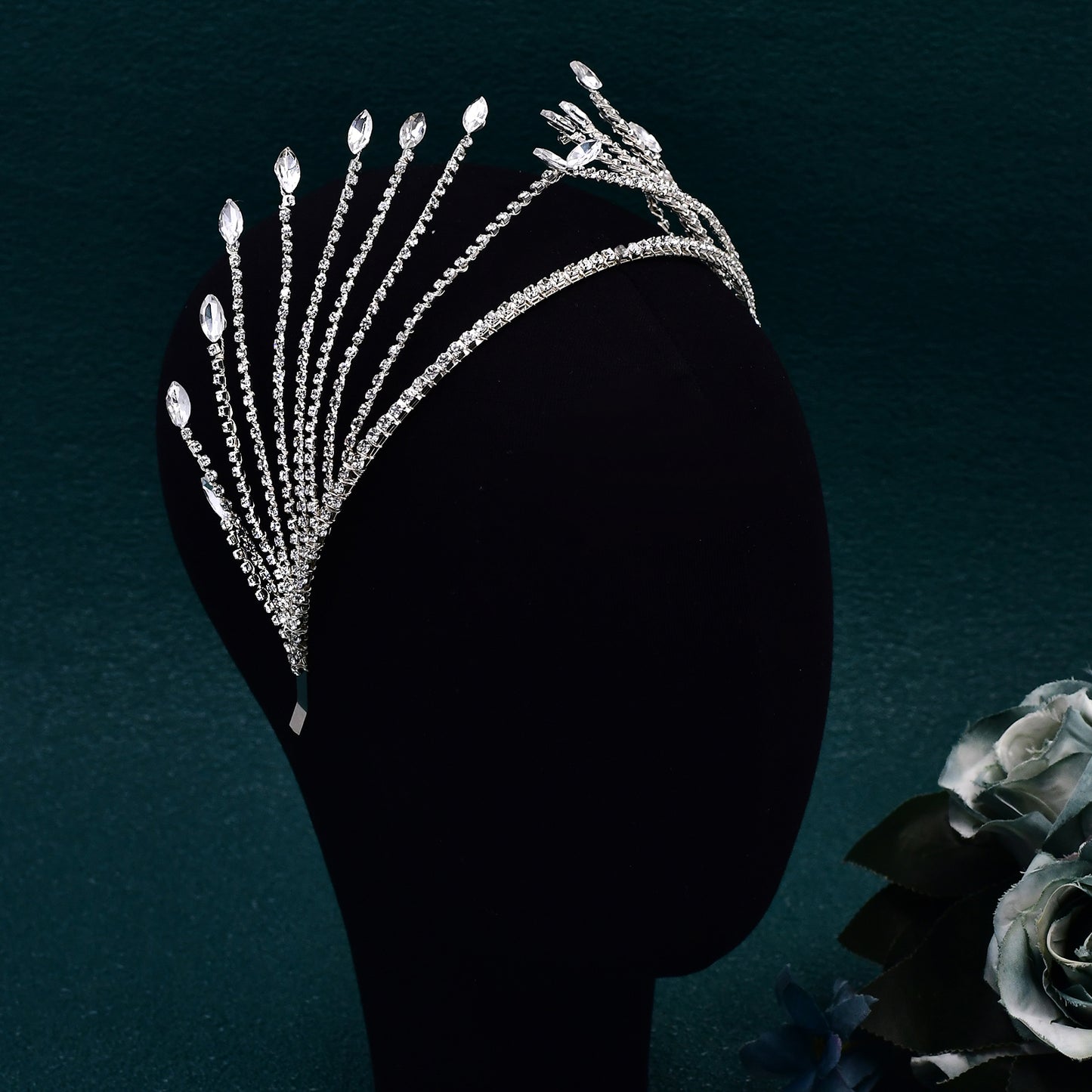 BRIDELLA BHP640 Crown Hair Hoop Rhinestone Shiny Wedding Headband Hair Accessorie Headdress For Elegant Woman Party