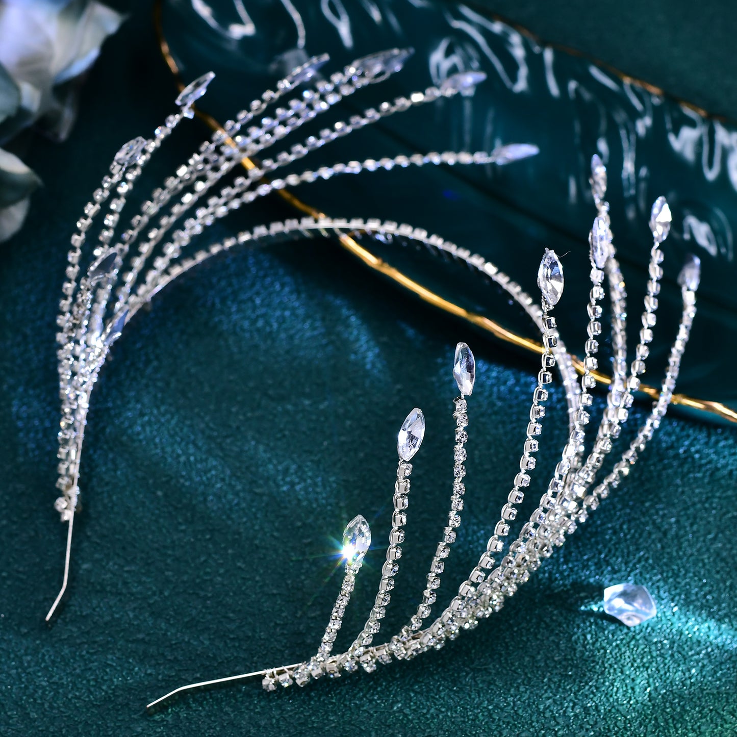 BRIDELLA BHP640 Crown Hair Hoop Rhinestone Shiny Wedding Headband Hair Accessorie Headdress For Elegant Woman Party